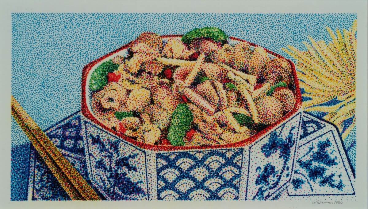 Chinese Dinner 1980 Felt Tip On Rag Board