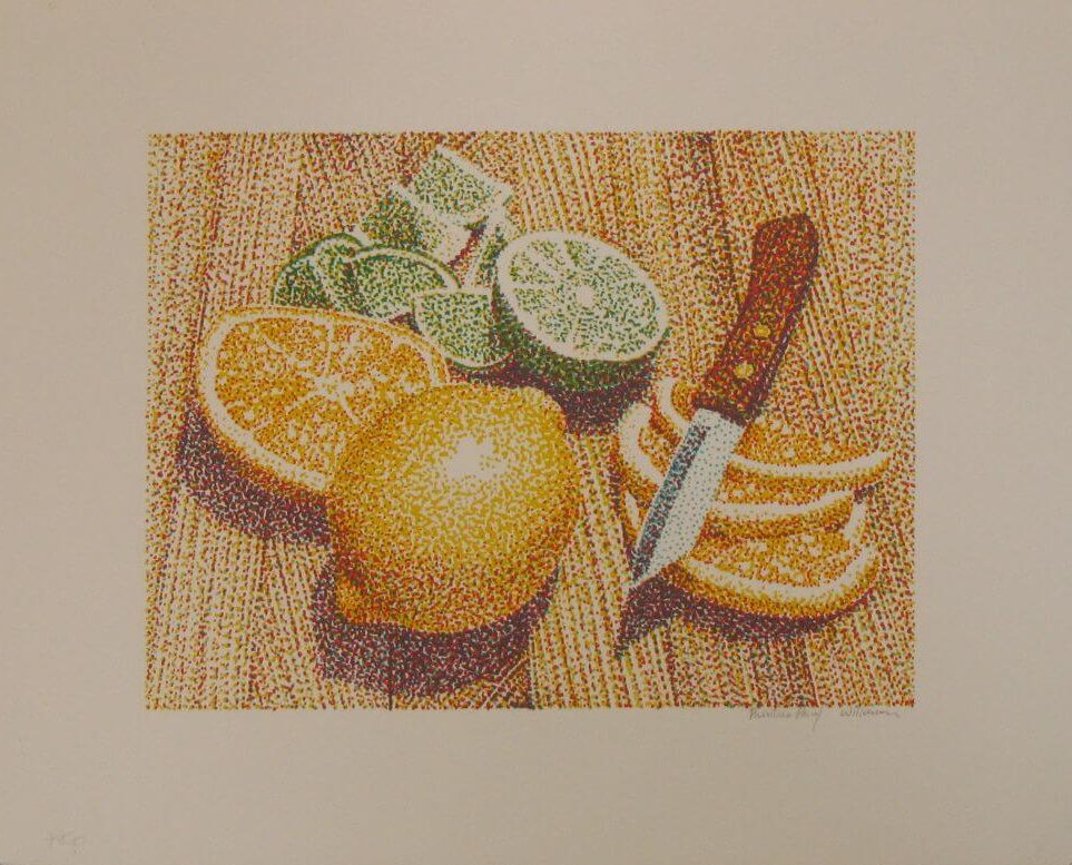 Lemon, Lime and Orange with Knife Serigraph