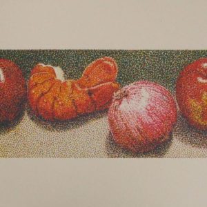 Lobster tail, onion and apple serigraph