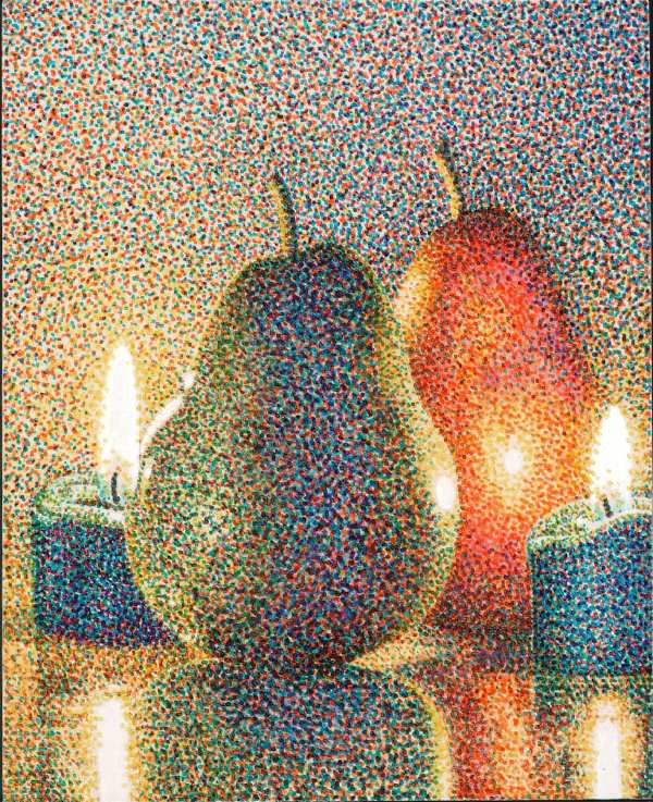 Pears-Candles-1999-Acrylic-On-Wood