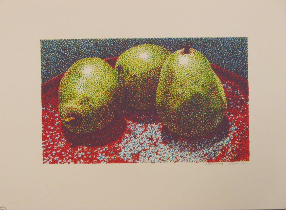 Pears on Red Plate Serigraph