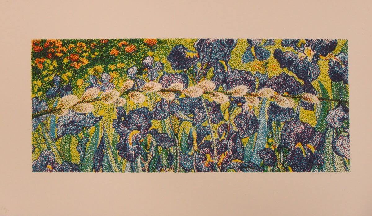 Pussywillow and Iris serigraph