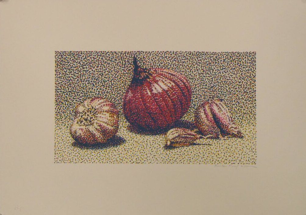 Red onion and Garlic serigraph